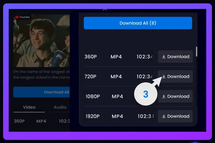 choose format and download