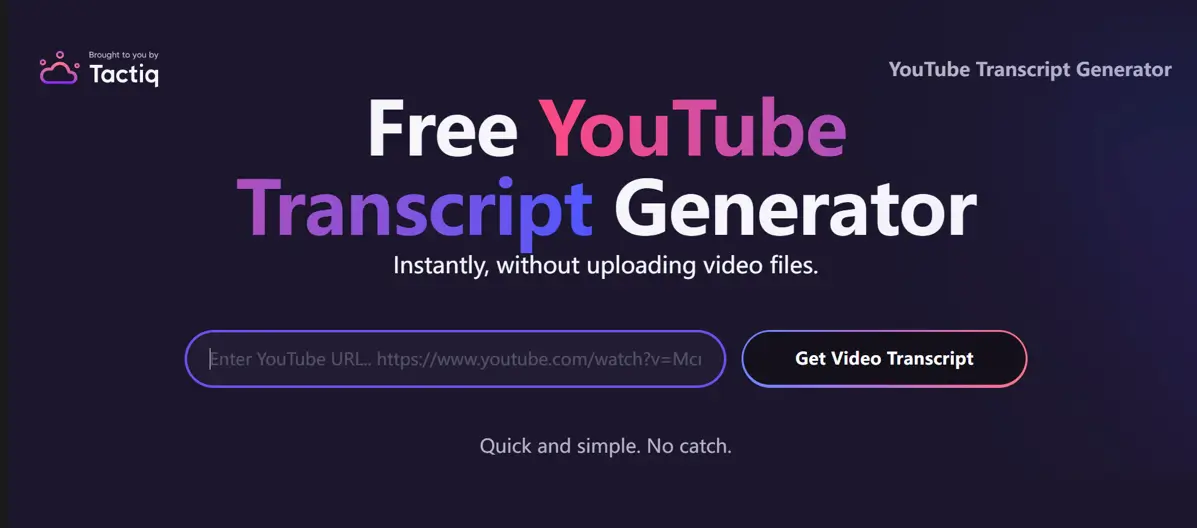 tactiq youtube transcript generator