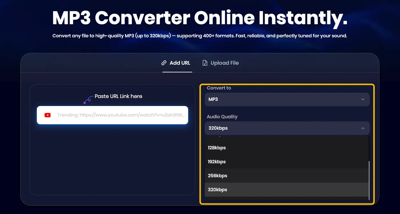 Choose format and audio quality