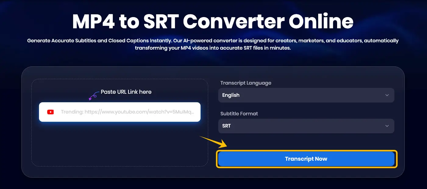 Click "Transcript Now"
