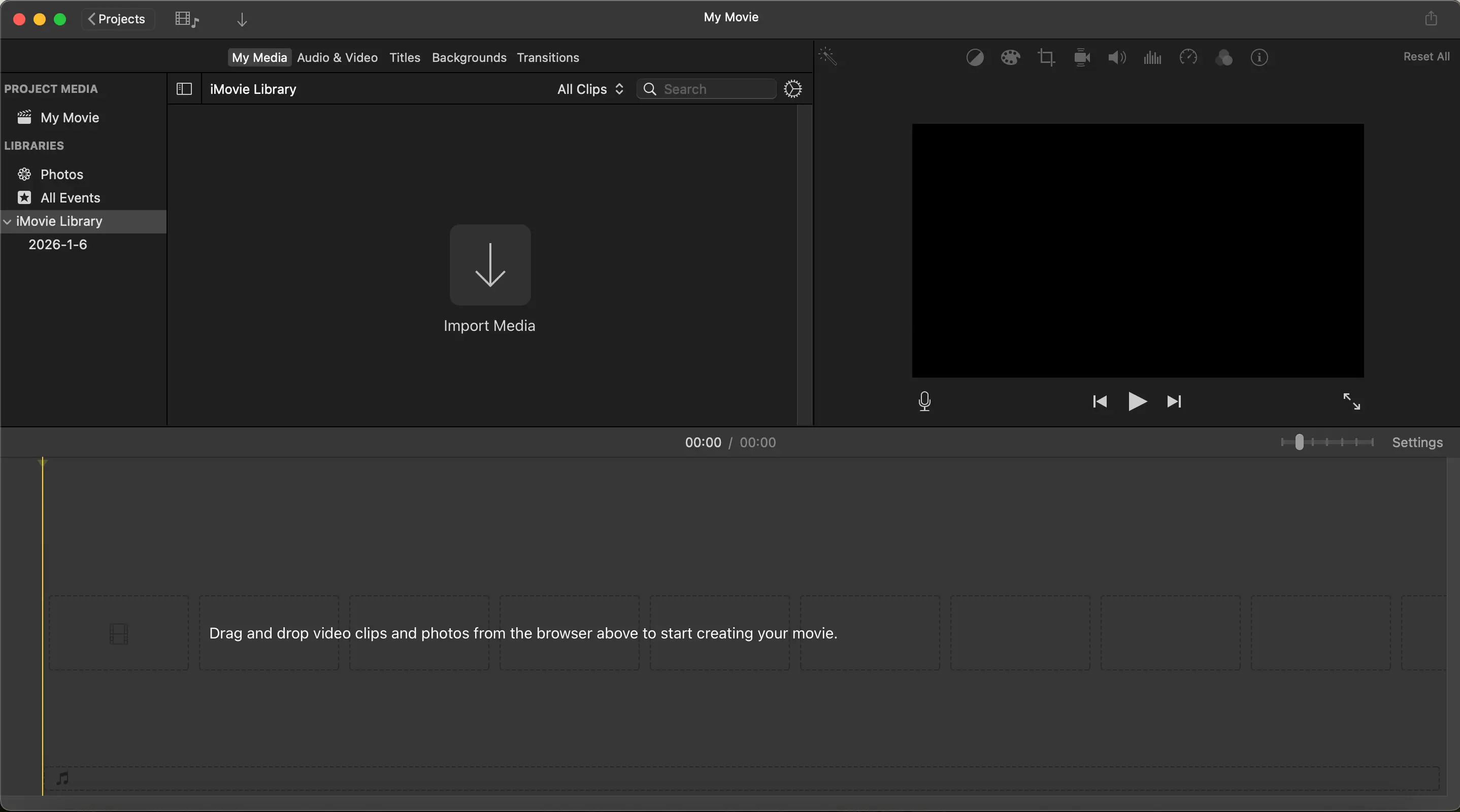 Import your video file in imovie