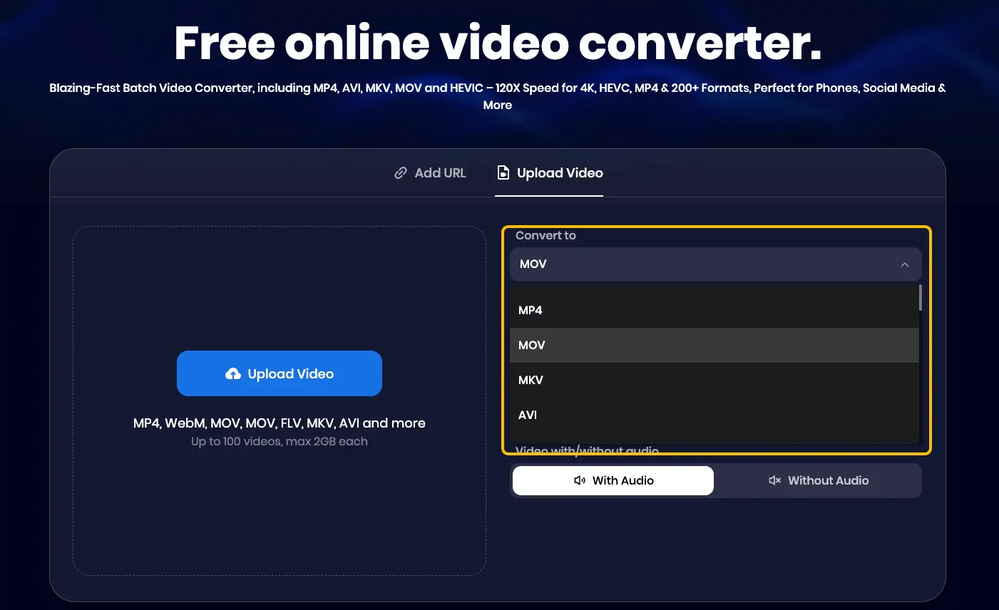 Choose the Format (MOV)