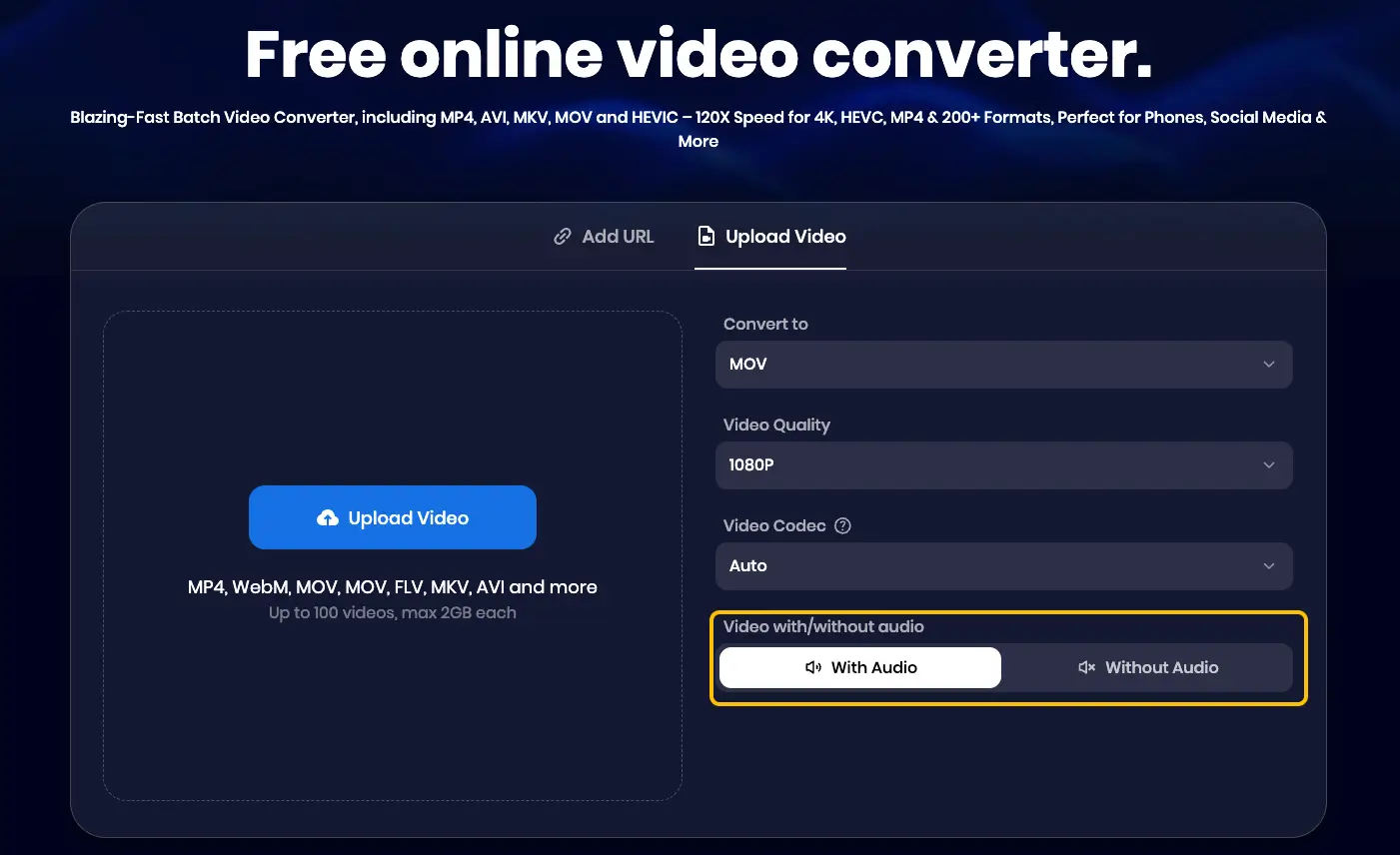 Choose With Audio or Without Audio