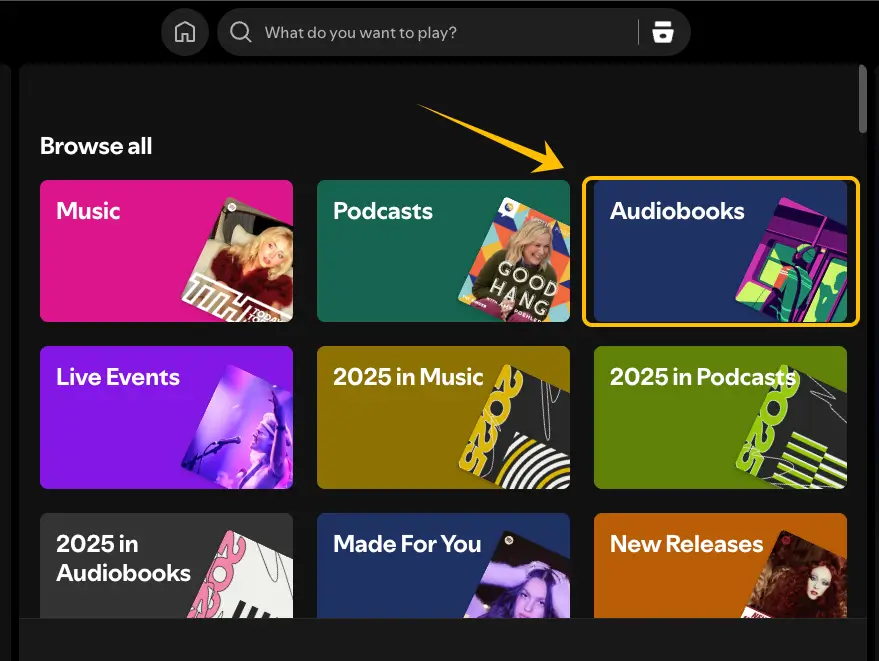 Select the "Audiobooks"