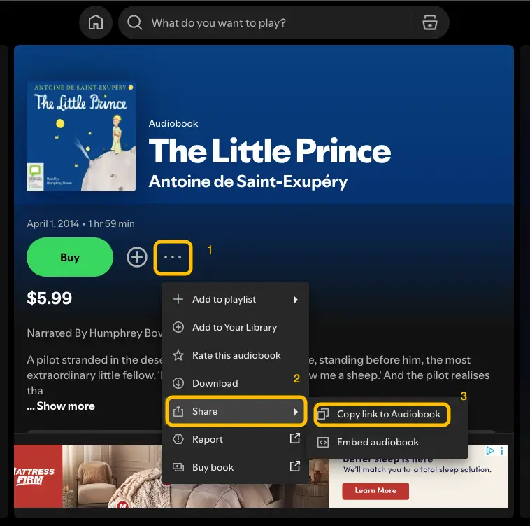 Copy the Link from Spotify