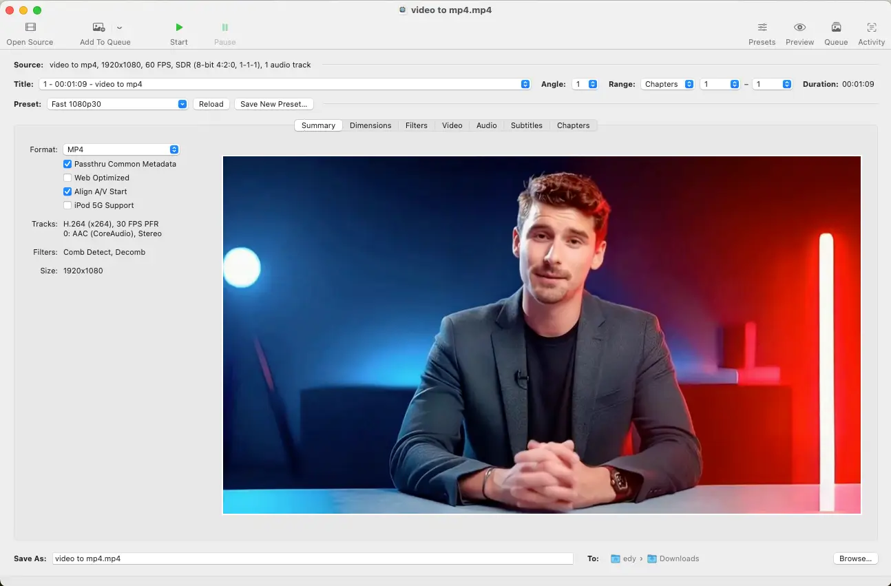 HandBrake desktop software interface