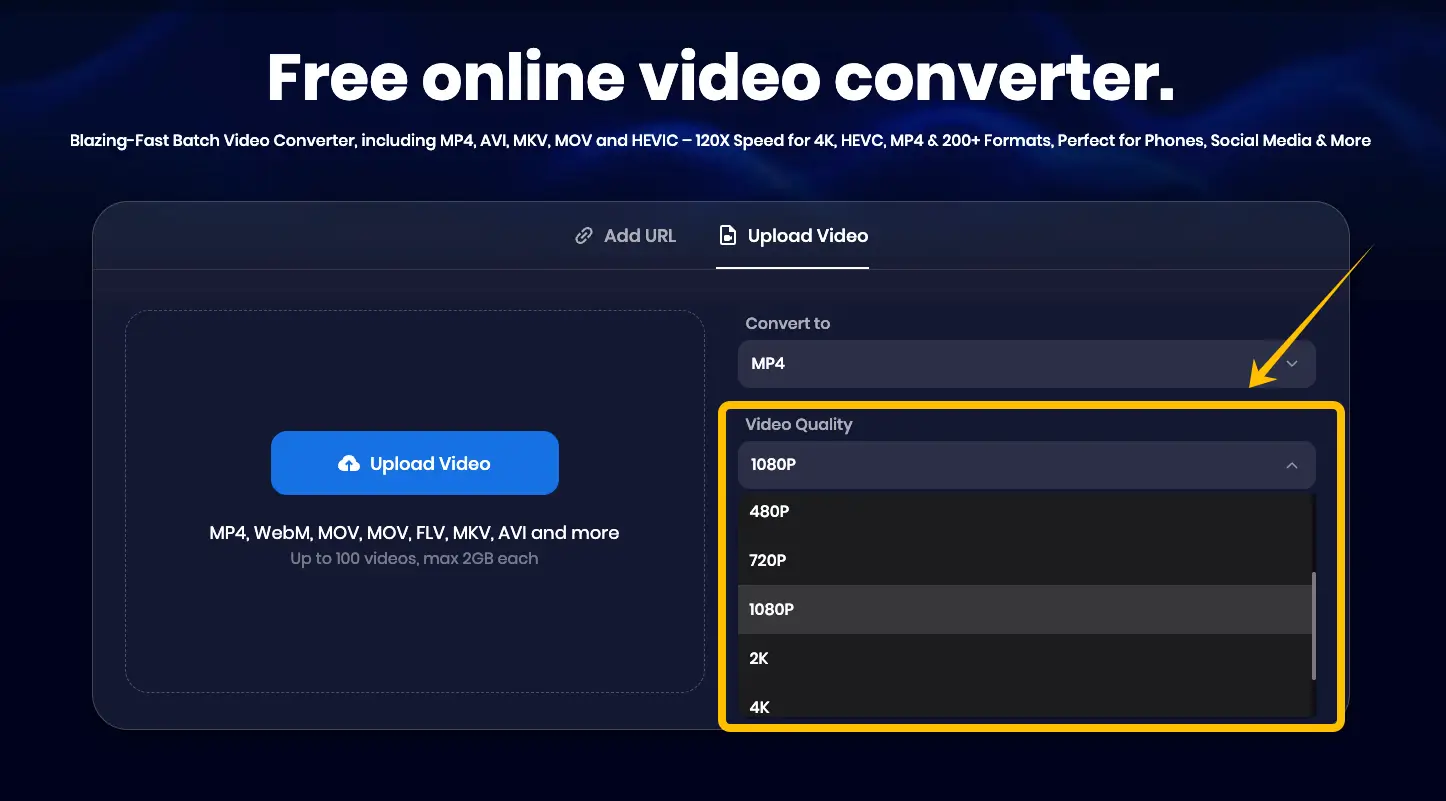 Choosing 1080p video quality in Snappixify
