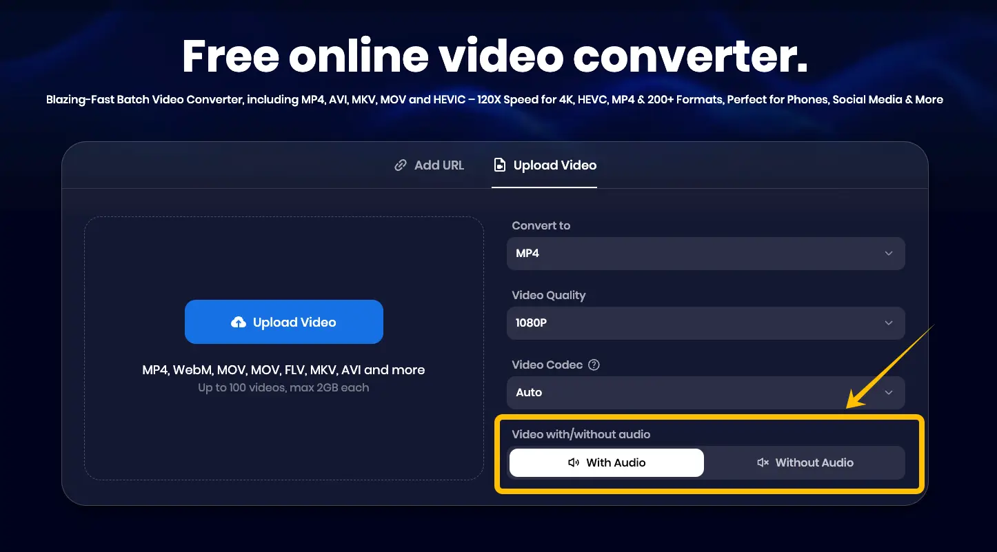 Toggling between with or without audio options on the Snappixify