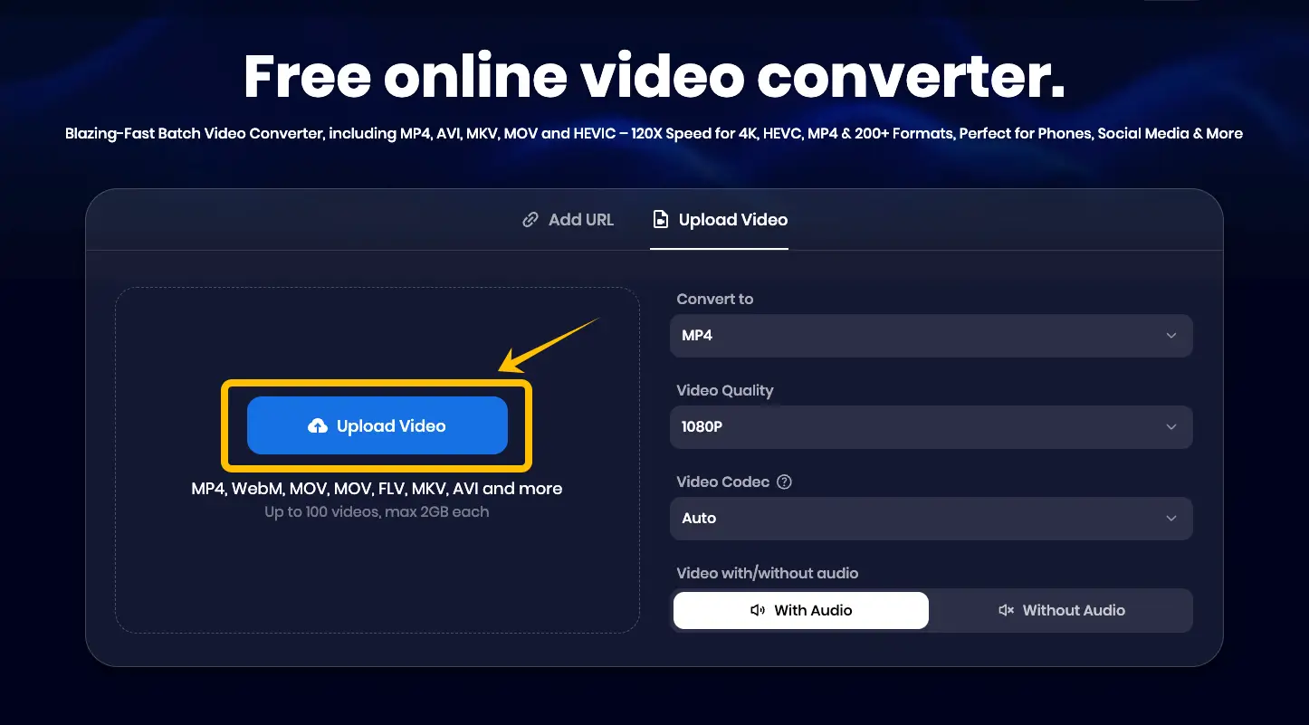 Click the Upload Video button