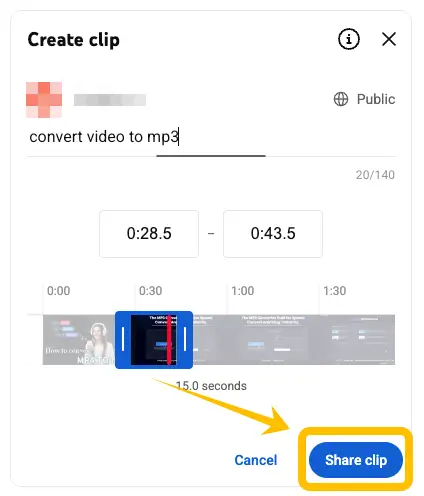 Hit the Share Clip button